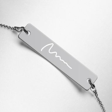 Custom Made Engraved Silver Bar Chain Bracelet