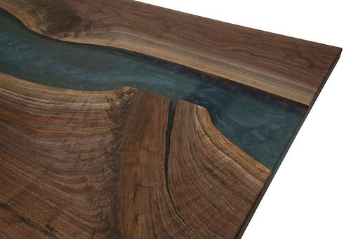 Custom Made Walnut And Resin River Table / Dining Table / Conference Table