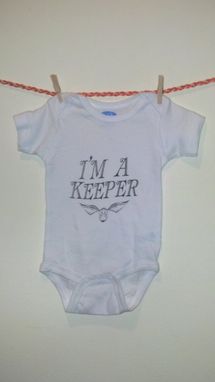 Custom Made Sale Harry Potter Inspired I'M A Keeper & Golden Snitch Onesie, White 6-12 Months, Ready To Ship