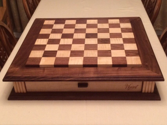 Wooden Chess Board With Drawers, Large Wooden Chess Set With Storage