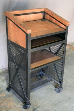 Custom Made Vintage Industrial Host Stand, Modern Podium, Rustic Lectern, Greeter Station, Concierge Desk,