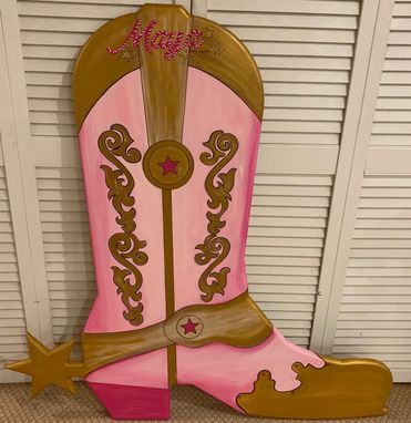 Custom Made Western Cowboy Boot Shoe Horse Party Sign In Board Decor Decoration Prop