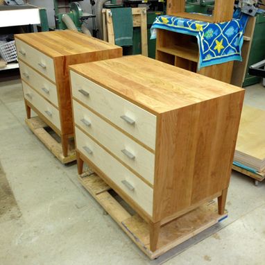Custom Made Cherry Dressers With Curly Maple Drawer Fronts