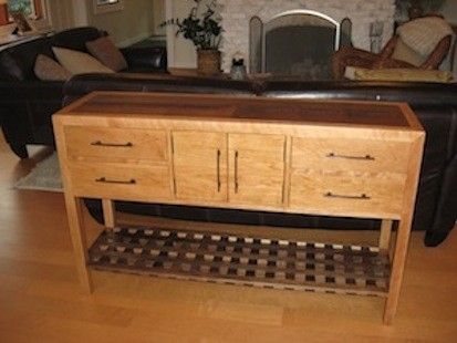 Custom Made Cherry Sofa Table Made From Walnut And Cherry