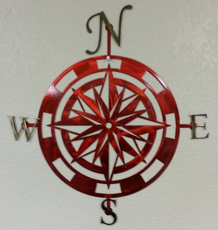 Hand Crafted 36 Inch Metal Compass Rose Wall Art by Superior IronArtz