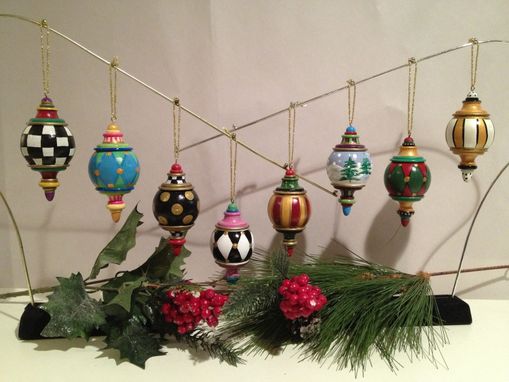 Custom Made Hand Painted Solid Wood Finial Ornaments