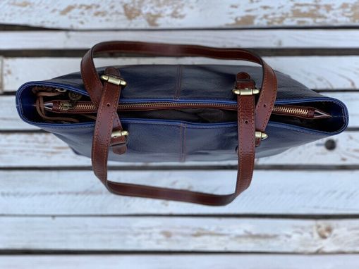 Custom Made Leather Handbad, Handmade Bag, Blue Leather Bag
