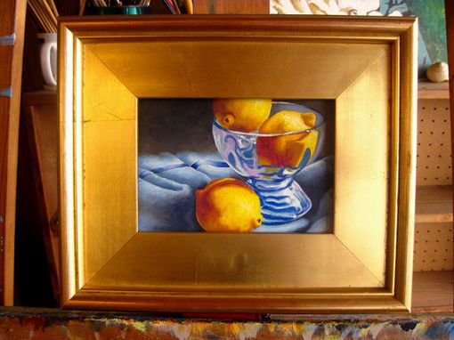 Custom Made Lemons In Blue Oil Painting