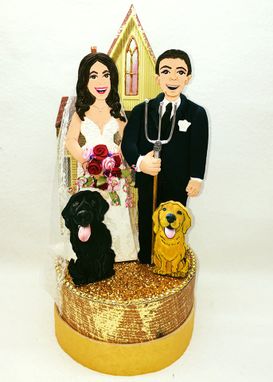 Custom Made American Gothic Wedding Anniversary Cake Topper