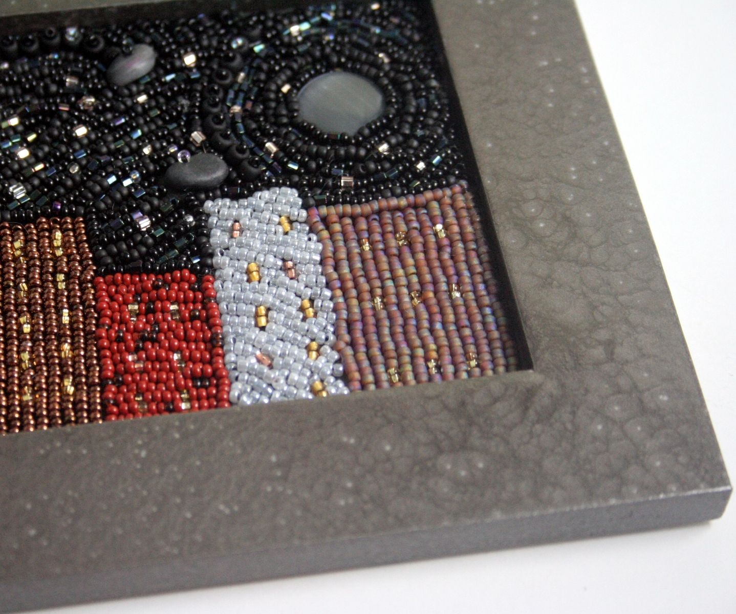 Custom Bead Embroidered Painting by Three Fates Design