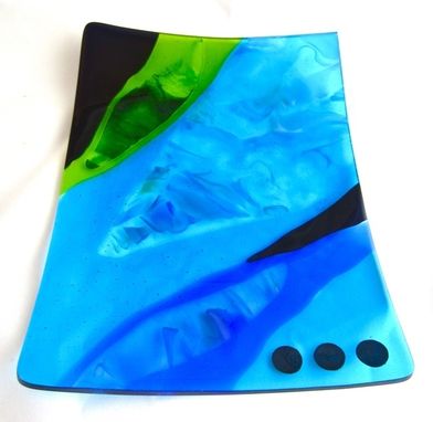 Custom Made Fused Glass Platter - Ocean