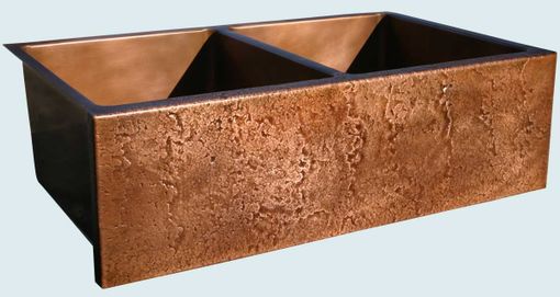 Custom Made Copper Sink With Reverse Hammered Apron