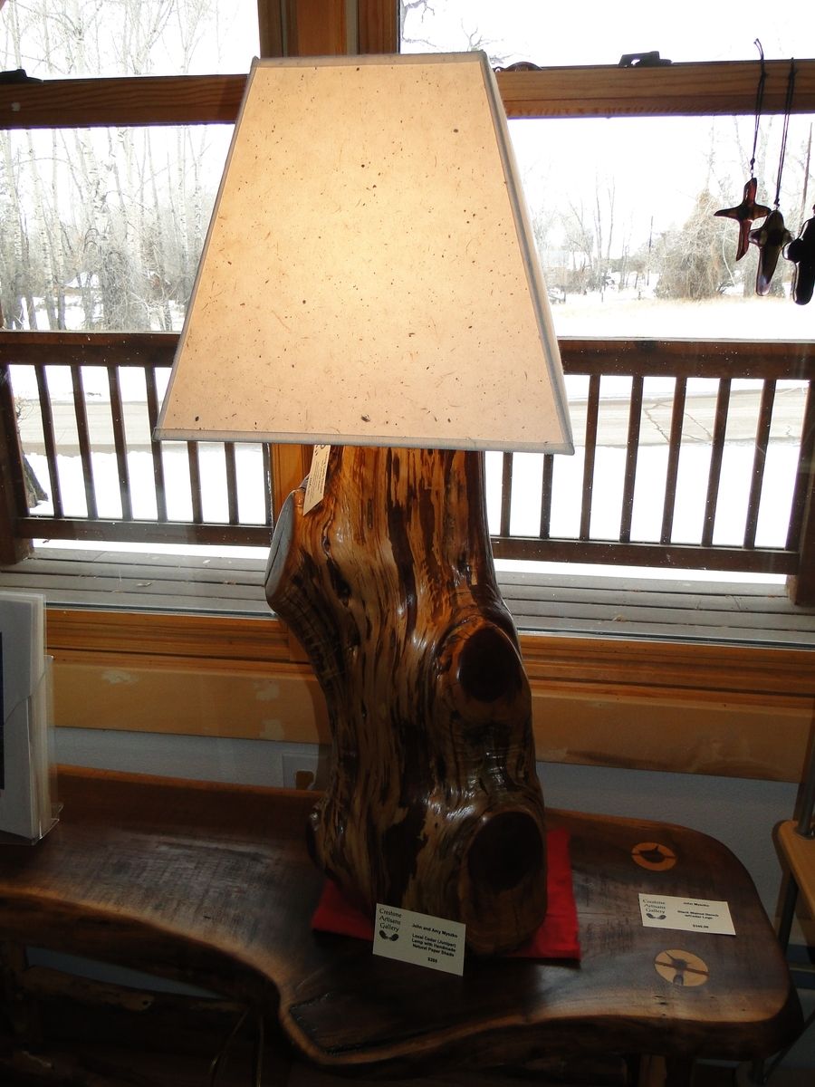 Hand Made Juniper (Cedar) Lamp With Handmade Natural Paper Shade by ...