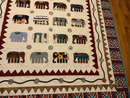 Custom Made Custom "Elephant Walk" Appliqued Quilt