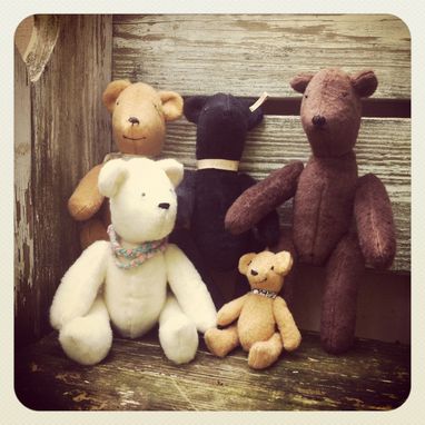 Custom Made Vintage Style Teddy Bear/ Hand Stitched /Embroidered Details /Reworked And Recycled Materials