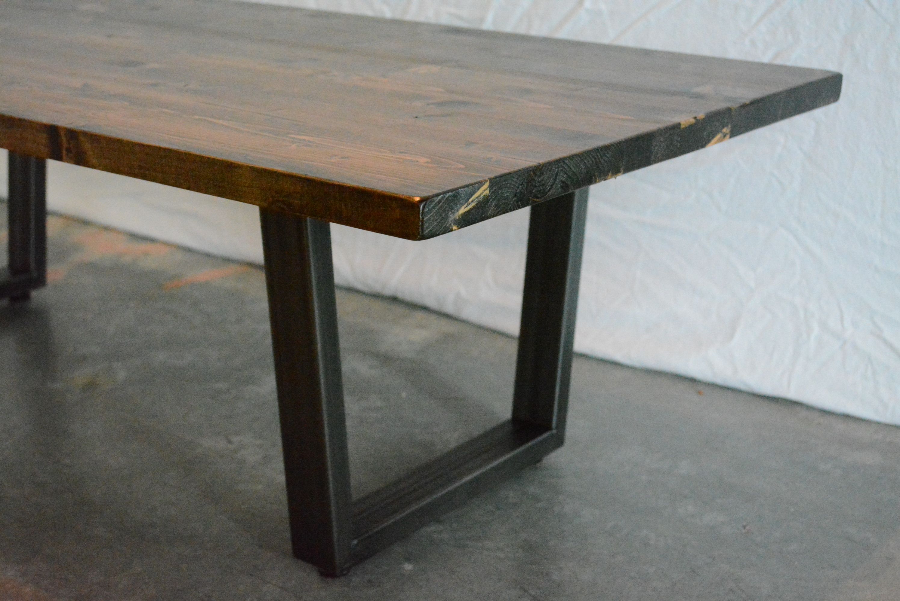 Hand Crafted Industrial Wood Coffee Table With Raw Steel Base by Grove ...