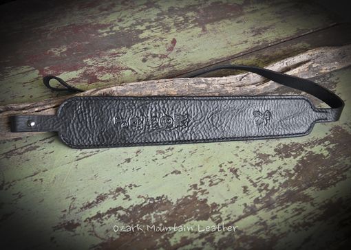 Custom Made Custom Black Leather Rifle Sling Or Gun Sling With Name Or Initials