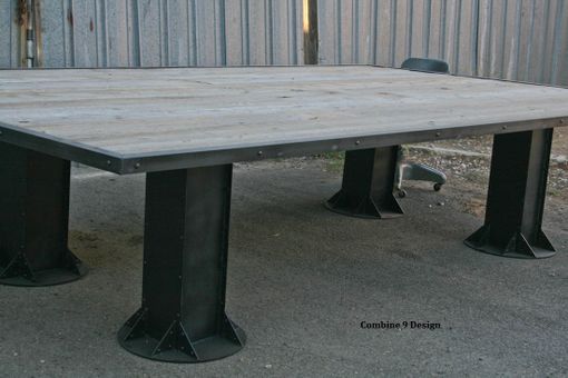 Custom Made Vintage Industrial Conference Table. Reclaimed Wood. Rustic Office Furniture. Custom Sizes.