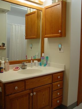 Custom Made Bathroom Vanity, Cabinet & Mirror Surround