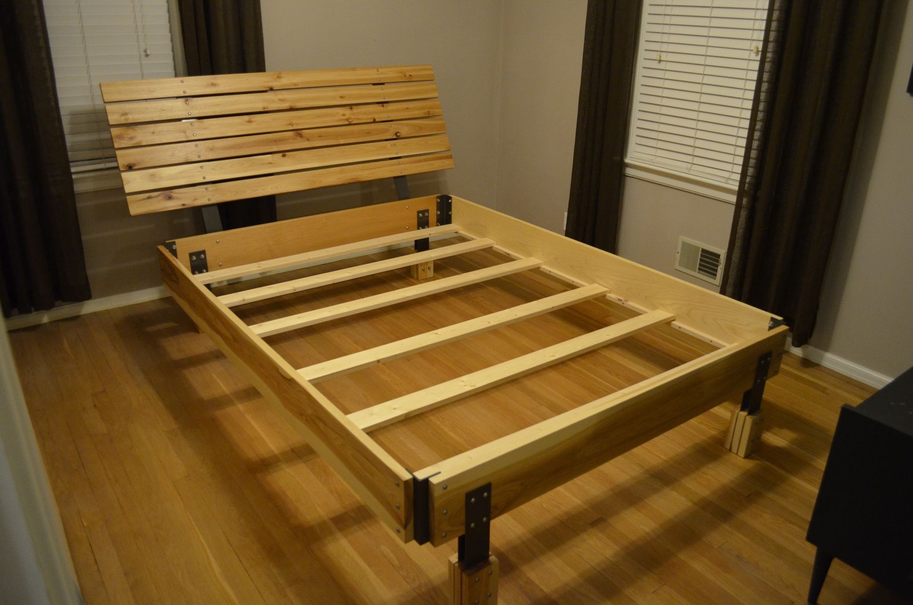 Hand Crafted Hickory Bed Frame And Hickory Headboard by Fabitecture
