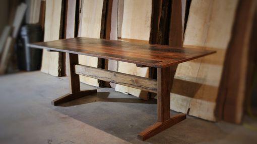 Custom Made Reclaimed White Oak Trestle Dining Table