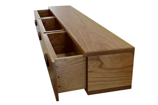 Custom Made 3 Drawer Floating Shelf | Solid Wood | Inset Teak Drawer Pulls