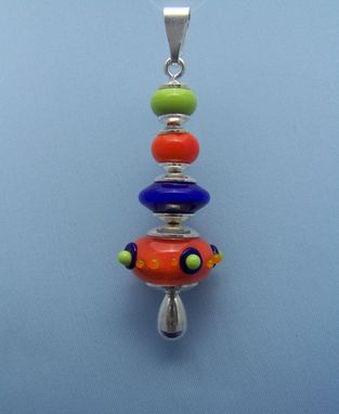 Custom Made Orange Blue And Pea Green Pendant With Beadhopper