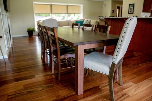Custom Made Parson Dining Table, Wooden Base Dining Table, Dining Table With Wooden Legs