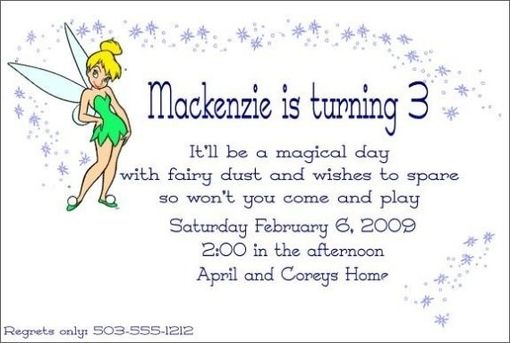 Custom Made Custom Tinkerbell Childrens Invitation