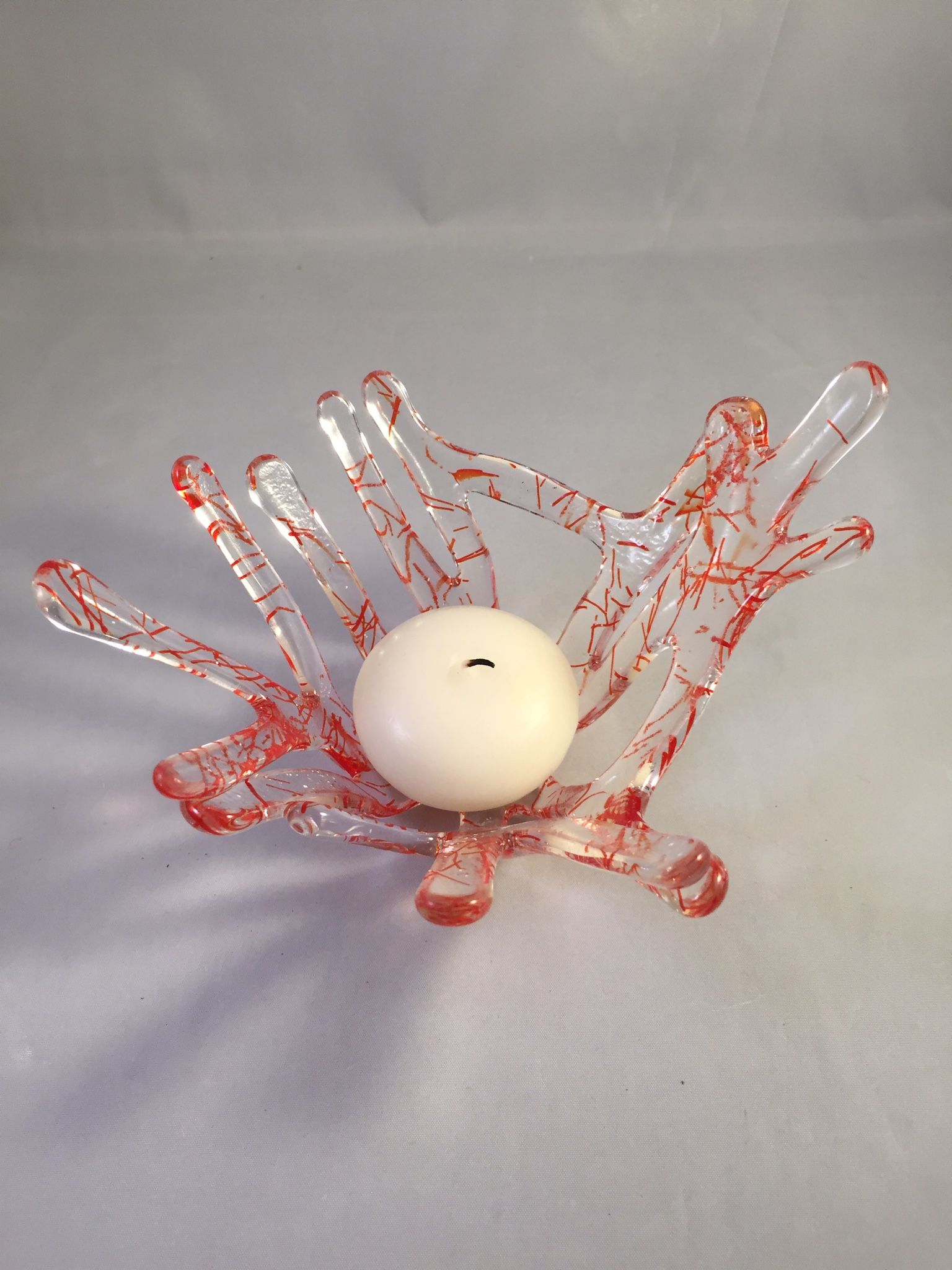 Buy Hand Crafted Red Confetti Coral Candle Holders, made to order from Glass By Helen