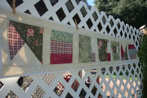 Custom Made Modern Welcome - Green, Pink And Cream Quilted Wall Hanging
