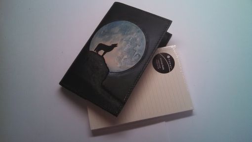 Custom Made Leather Wolf And Moon Journal Cover