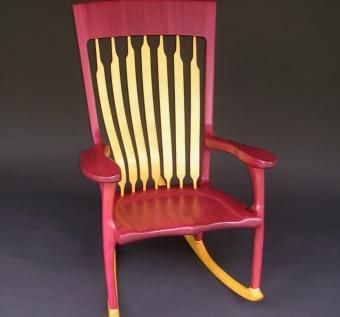 Custom Made Purple/Yellow Heart Rocking Chair