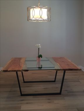 Custom Made Pecan + Glass Square Dining Table