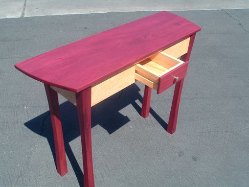 Custom Made Purpleheart And Quilty Bird's Eye Maple Entry Hall Table.