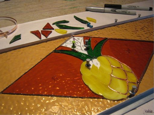 Custom Made Stained Glass Pineapple Transom Window