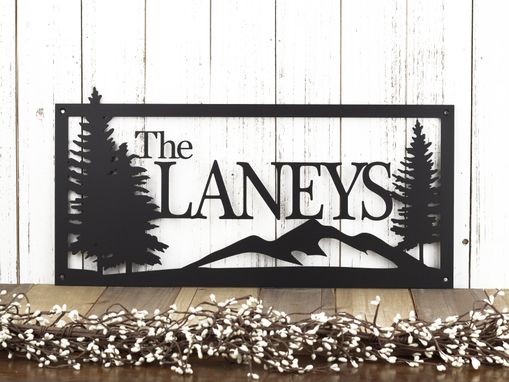 Custom Made Custom Family Name Sign - Metal - Mountains - Rustic