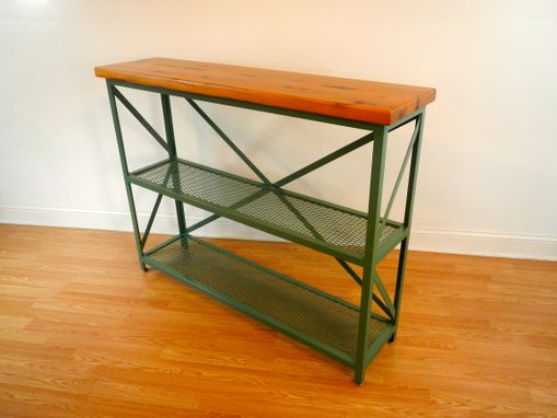 Custom Made Welded Steel And Reclaimed Wood Console Table / Shelf / Accent Table