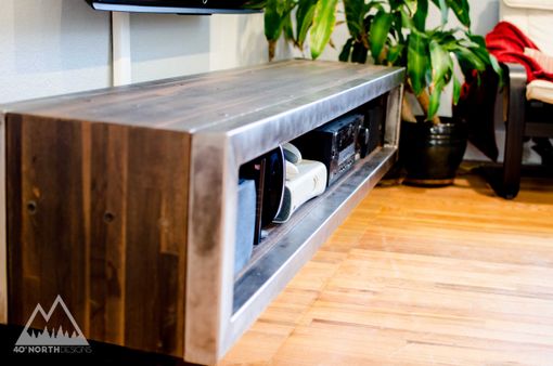 Custom Made Modern Rustic Reclaimed Wood + Steel Floating Entertainment Console