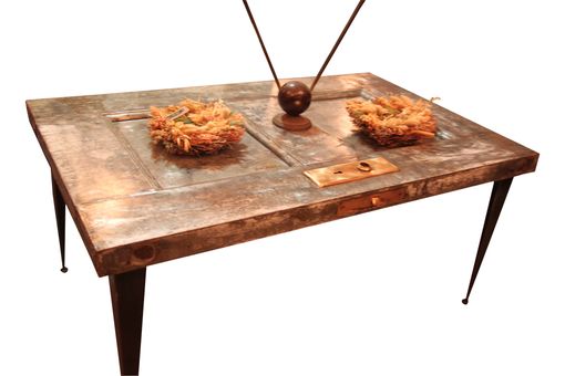 Custom Made Reclaimed Antique Fire Door Coffee Table