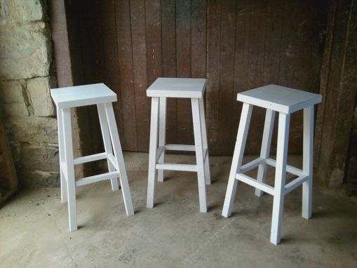 Custom Made Painted Reclaimed Wood Country Stools
