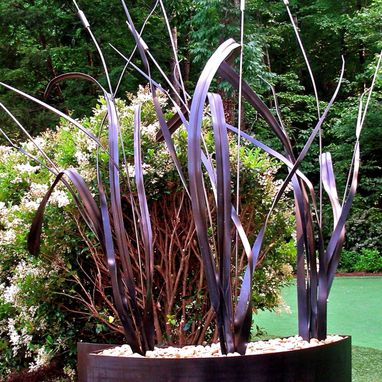 Custom Made Steel Garden Sculpture: Leaves And Grass