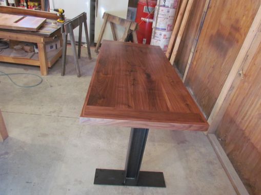 Custom Made Small Walnut And Steel Dining Table