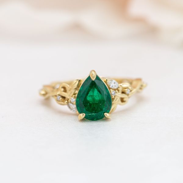 This pear cut emerald received a minor clarity treatment.