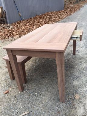 Custom Made Walnut Table And Bench