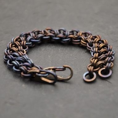 Custom Made Custom Heat Patina Titanium Japanese Chainmail Bracelet