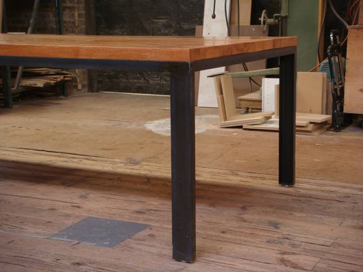 Custom Made Dining Table Base – Structural Steel And Reclaimed Oak