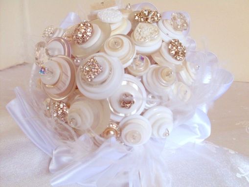 Custom Made Button Bouquet With Crystals And Rhinestones "My Fair"