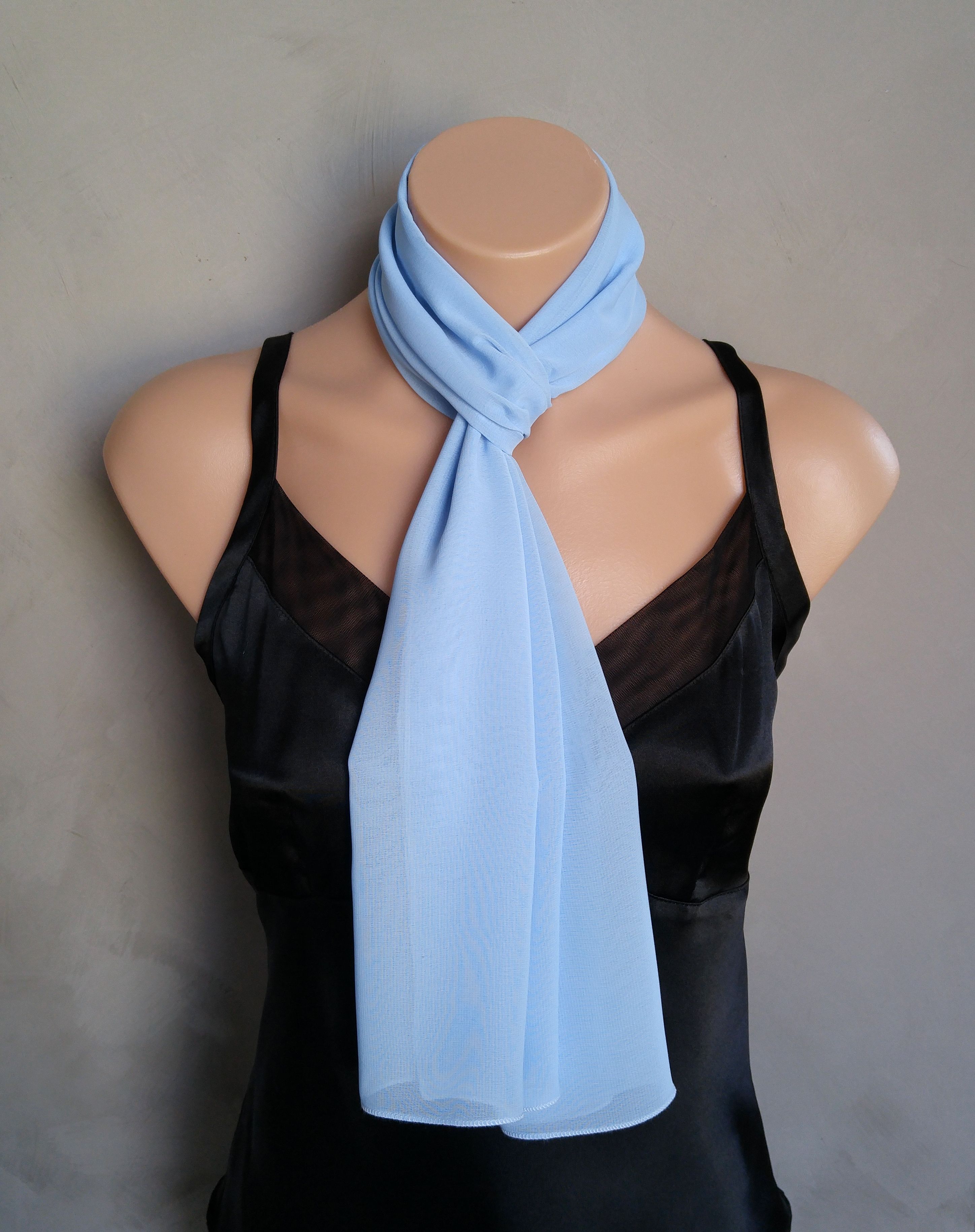 Buy Custom Powder Blue Chiffon Scarf, made to order from All Seasons