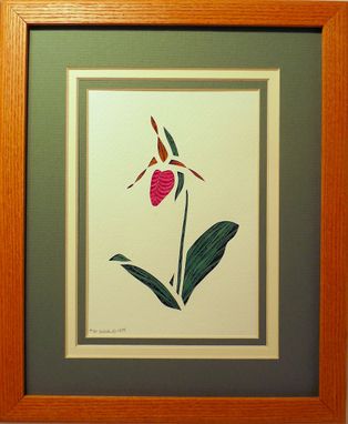 Custom Made Wildflowers - Pink Lady's Slipper Quilled Framed Wall Art New Hampshire Wildflowers